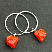 Natural Rough Carnelian Handmade Hoop Earings, Carnelian Dangle & Hoop Earrings For Girls, Fashionable Earrings For Girls, Gift For Her