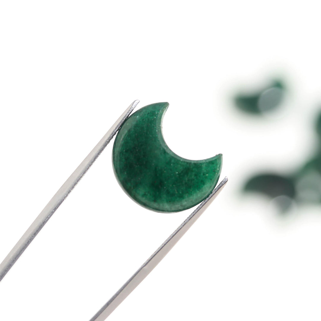 Natural Green Aventurine Cresent Moon Shape Beads18 MM, Aventurine Half Moon Briolette's, Jewelry Making Carved Smooth Gemstone Charms,