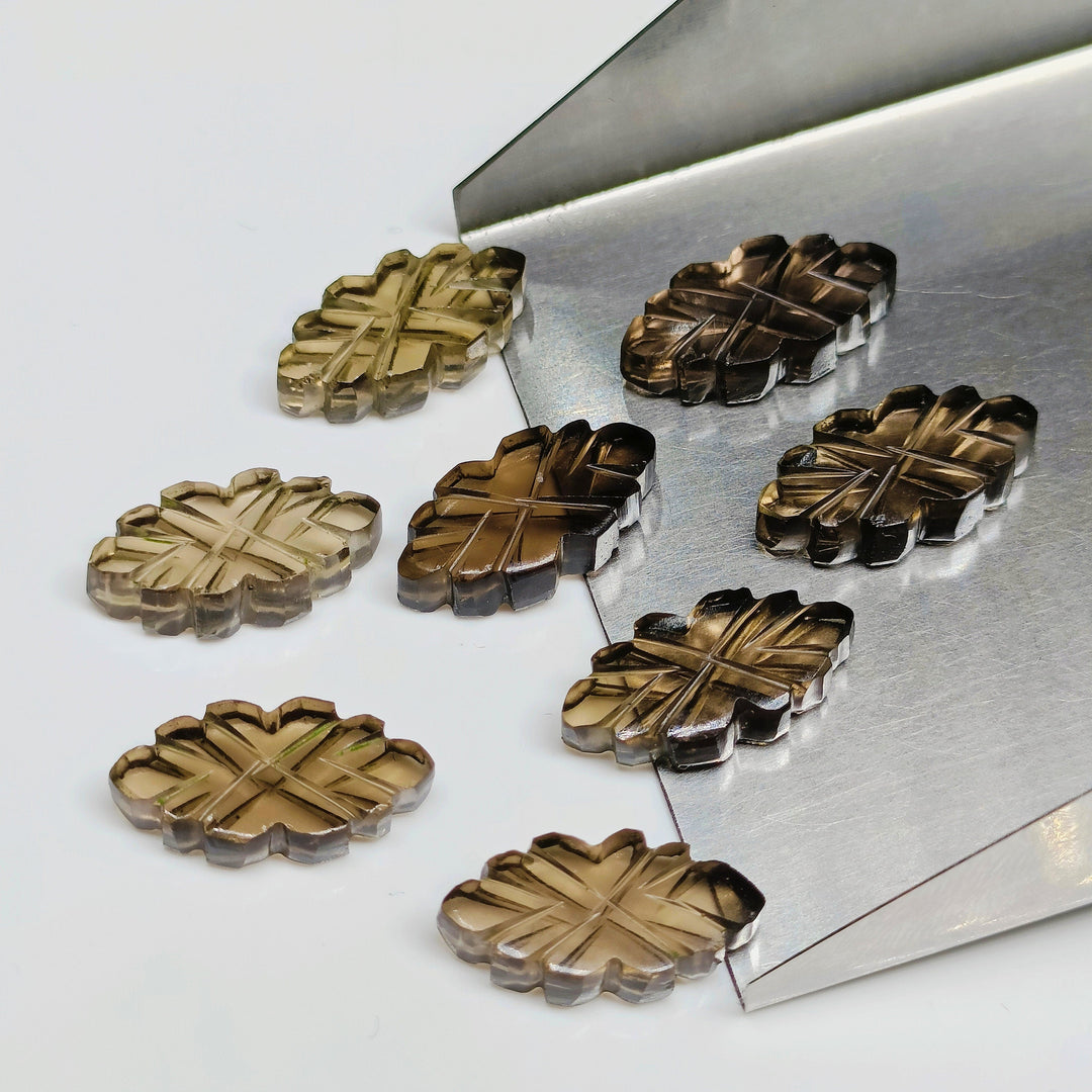 2,3,4 pcs Natural Smokey Quartz Fancy Shape Gemstone,Carved Fancy Gemstone, Loose Gemstone, Fancy Shape Gemstone, Carved Gemstone, 16X8.5 mm