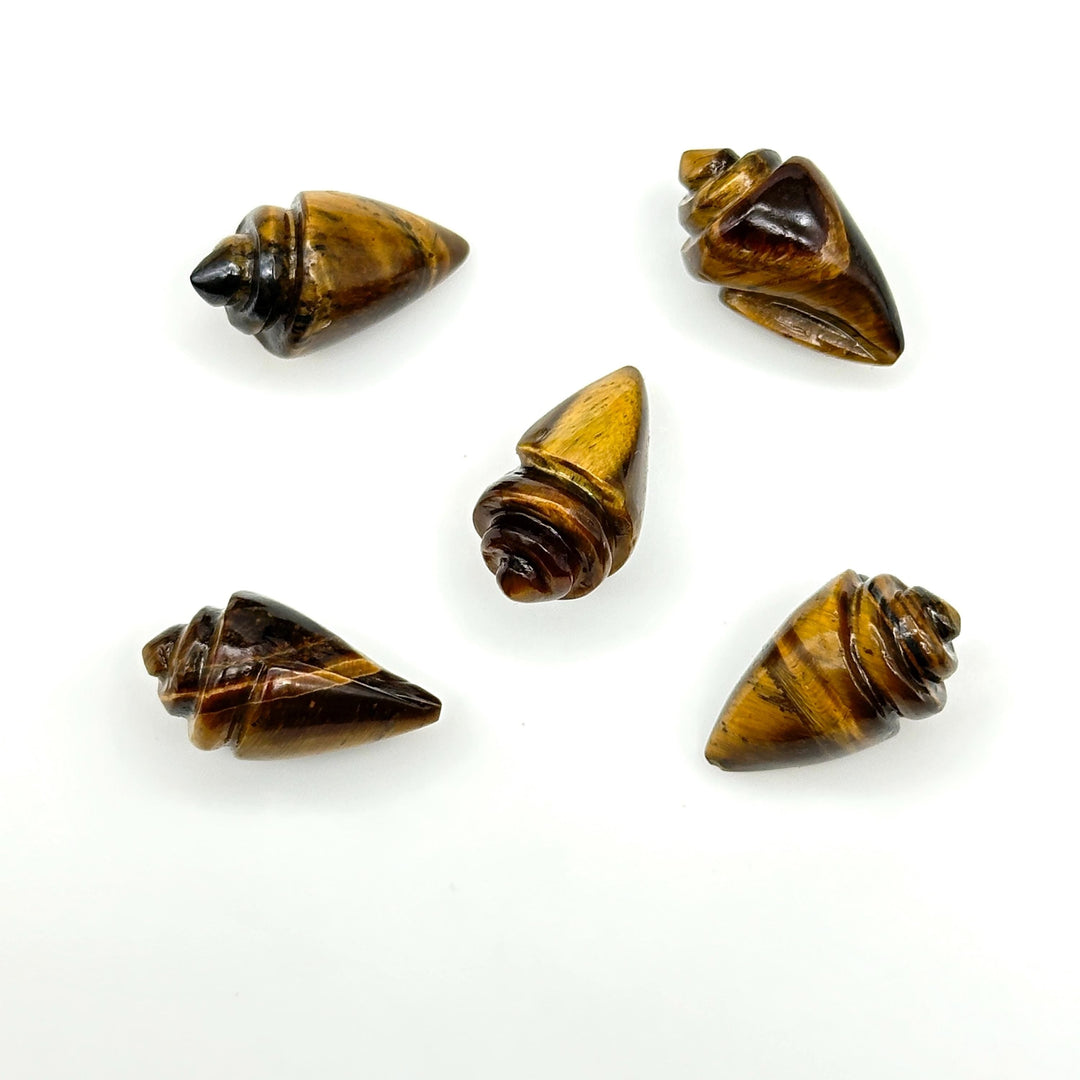 Natural Tiger Eye Conch/Snail Shell Shape Carving, Brown Tiger Eye Hand Carved Shell Shape Gemstone Bead, 18X10 mm Healing Stone Loose Shell