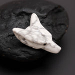 Load image into Gallery viewer, White Howlite Turquoise Fox Head, Reiki Healing Crystal Gifts, Jewelry Making Gemstones Side Drill from Ear, Head Carved Beads
