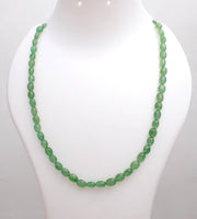 Green Strawberry Oval Beads Necklace, Smooth Oval Beaded Necklace, Sterling Silver Gemstone Jewelry, Bridesmaid Necklace Gifts
