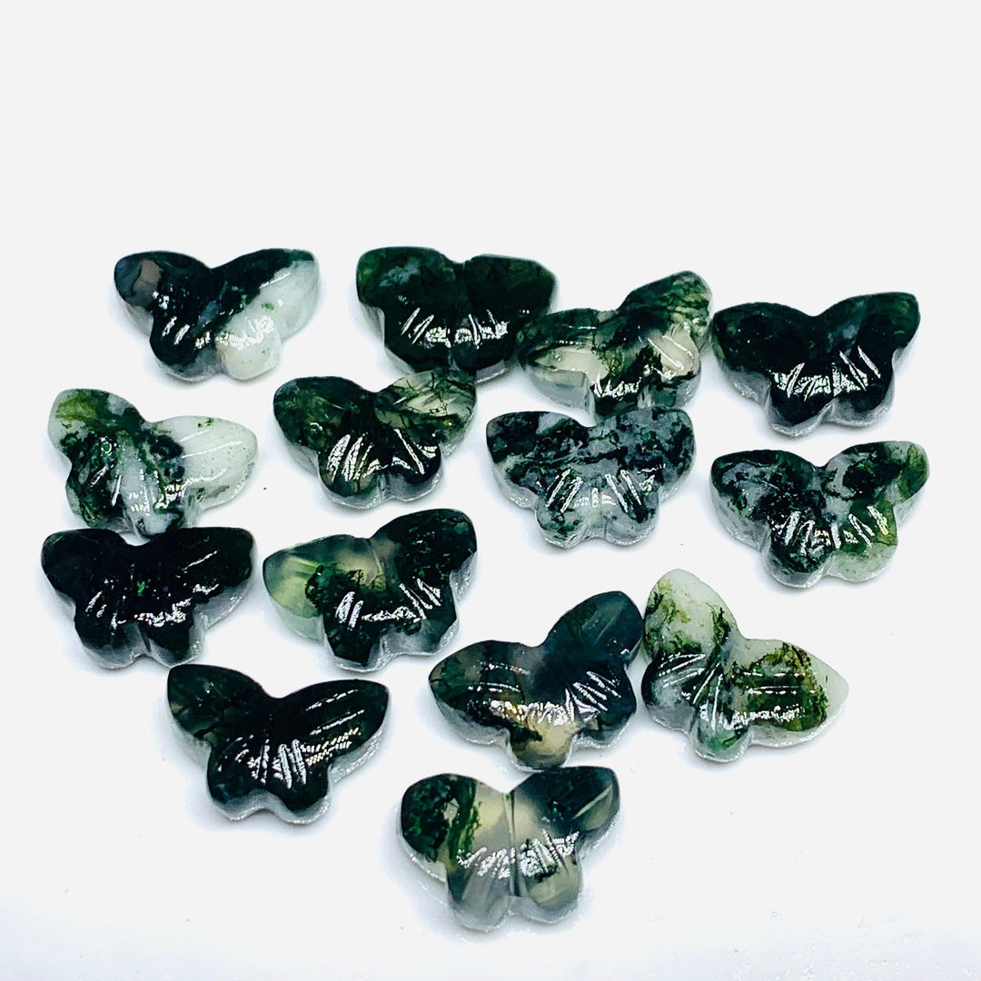 2,3,4,5,6 100% Natural Moss agate Butterfly Shape Carving ,Hand carved Butterfly shape Gemstone, carved Gemstone jewellery Making,12X7 mm