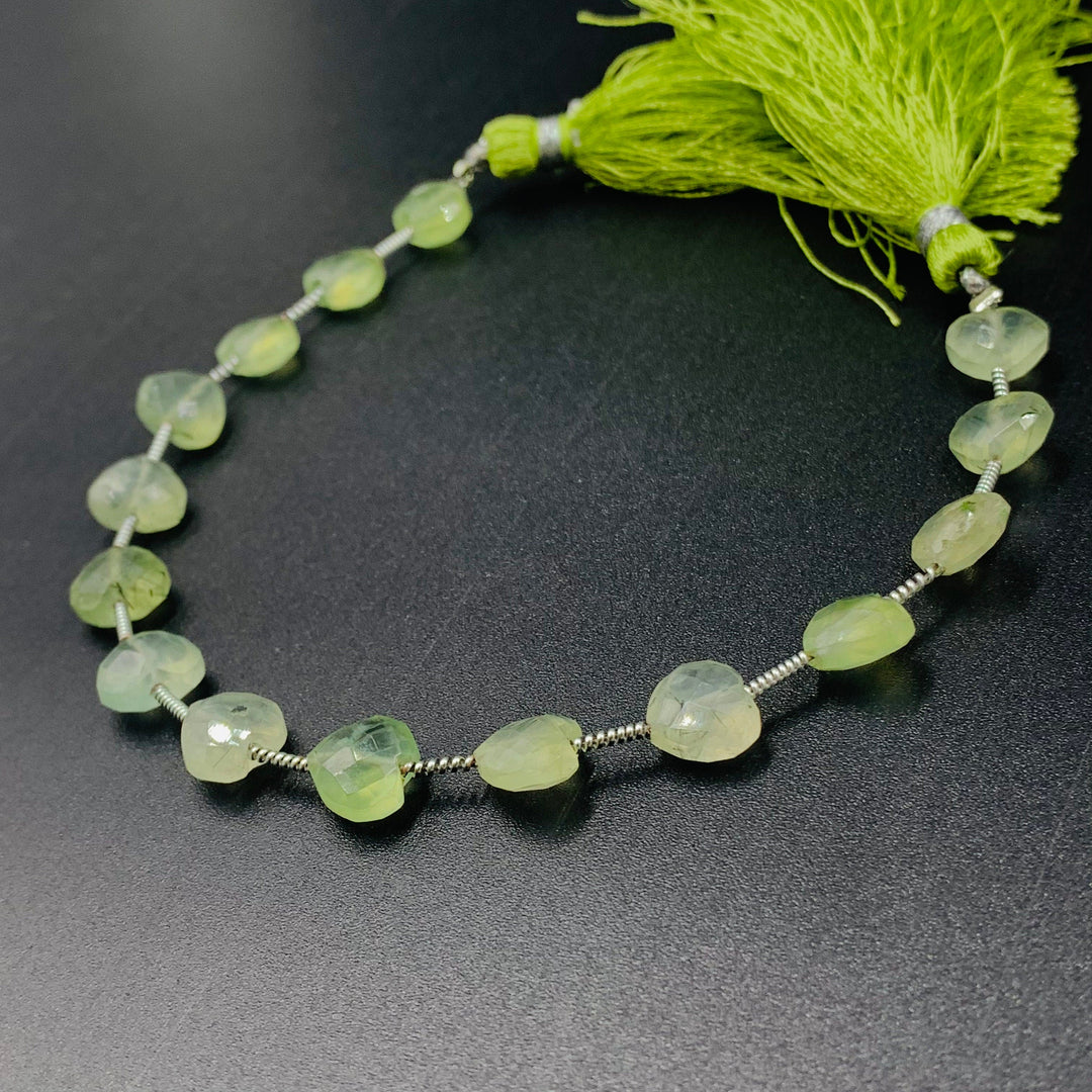 5,6,7,8,9,10 Pcs 100% Natural Prehnite Heart Shape Faceted Briolettes, Heart Shape Faceted Gemstone, loose Gemstone For Jewellery 8 mm