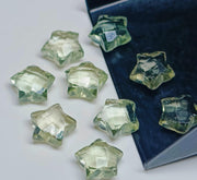 AAA Natural Green Amethyst Star Shape Briolettes, Faceted Star Shape Hand Carved Beads, Green Amethyst Star Shape Charms For Jewelry, 10 MM