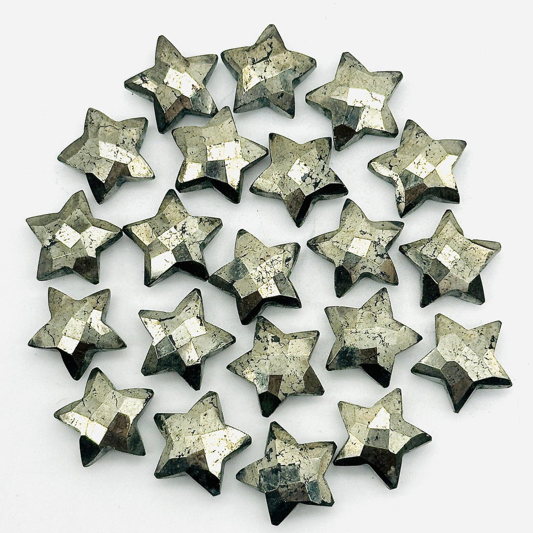 Natural Pyrite Star Shape Briolettes, AAA Pyrite Faceted Star Shape Beads, Fancy Star Stones for Jewelry Making, 15 MM Power Star Charms