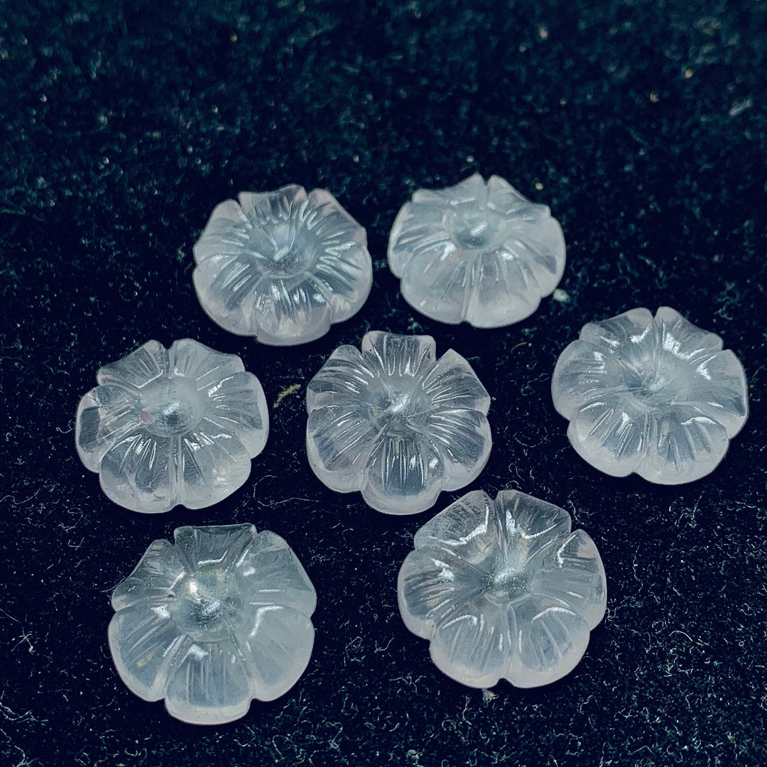 1,2,3,4,5 pcs 100% Natural Rose Quartz Flower Shape Carved Gemstone, Flower Shape Carving, Carved Gemstone For Jewellery 15 mm