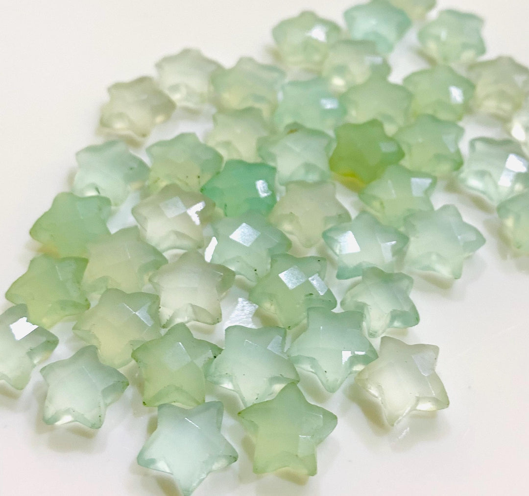 Amazing Aqua Chalcedony Star Shape Briolettes, Faceted Hand Carved Star Shape Gemstone Beads For Jewlery, Blue Chalcedony Star Charms, 10 MM
