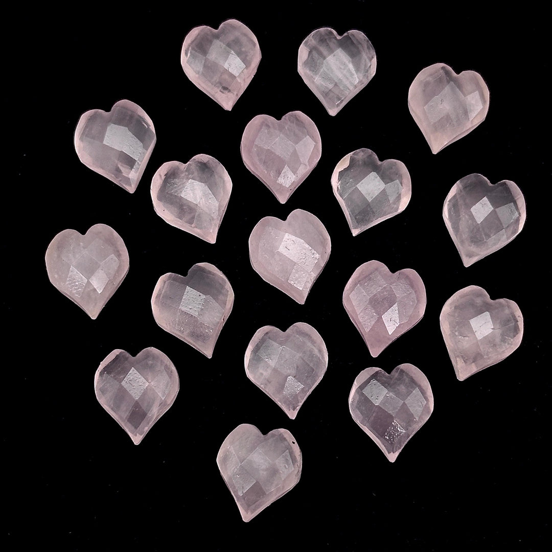 Natural Rose Quartz Heart Shape Beads, Pink Quartz Hand Carved Heart Charms for Jewelry Making, Faceted Heart Shape Briolette's, 13 MM