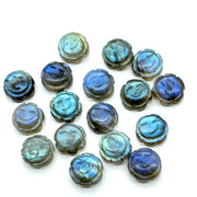 2,3,4,5 pcs 100% Natural labradorite Fancy Shape Carved Gemstone, Loose Gemstone, sunflower Shape Gemstone Jewlery, Carved Gemstone 12 mm