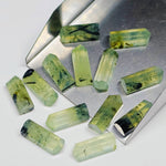 Load image into Gallery viewer, Natural Prehnite Faceted Pencil Gemstone: Jewelry Making (15X6 mm)