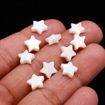 Load image into Gallery viewer, Smooth Mother of Pearl Star Beads: Handmade Gemstone Charms (10mm) Pearl Star Charms for Jewelry Making