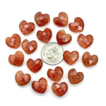 Load image into Gallery viewer, Red Sunstone Heart Briolette Beads: Hand Carved Faceted Charm, 12mm