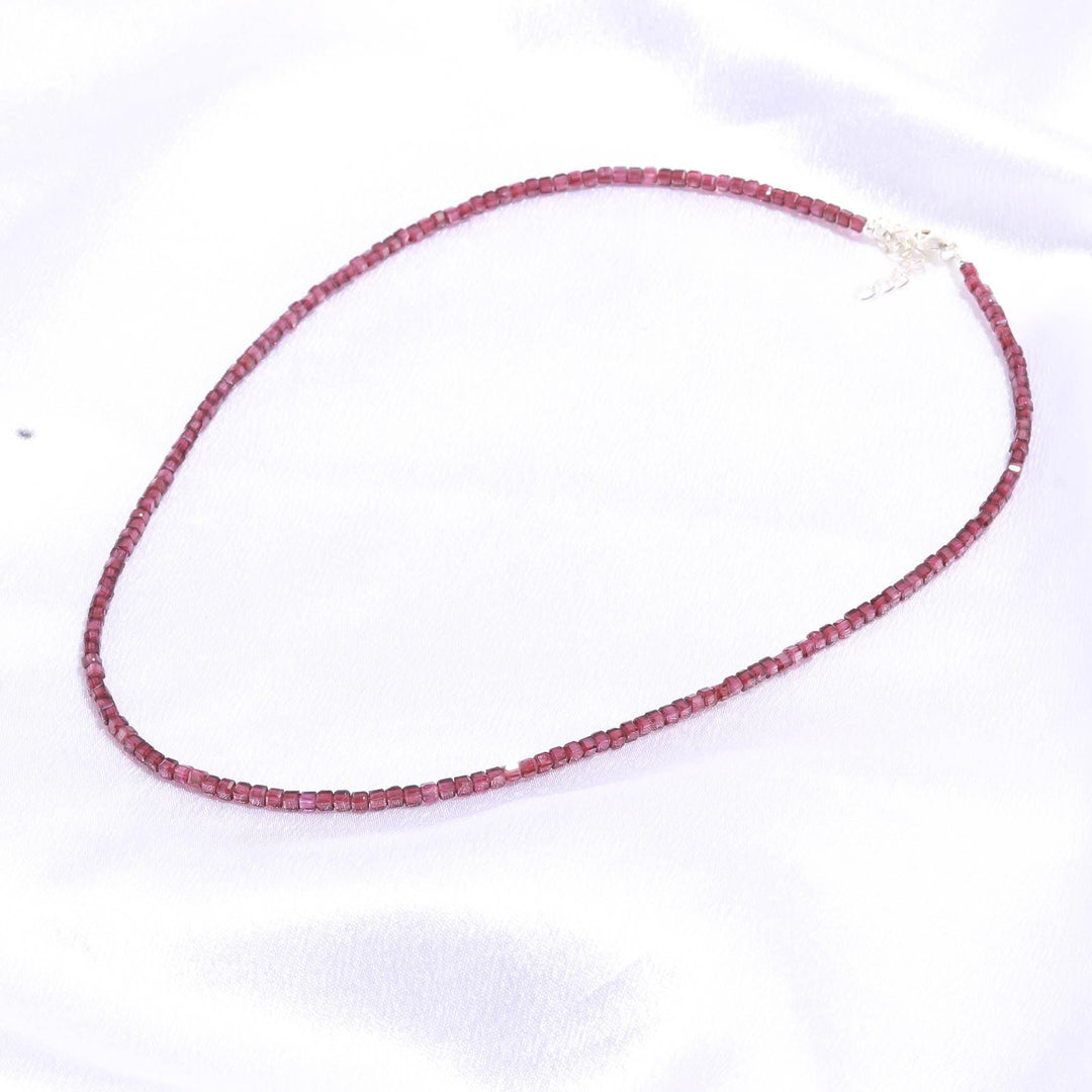 Natural Garnet Beaded Necklace, Red Garnet Faceted Box Beads Necklace, January Birthstone Jewelry, Gift for Her, Bridesmaid Gifts