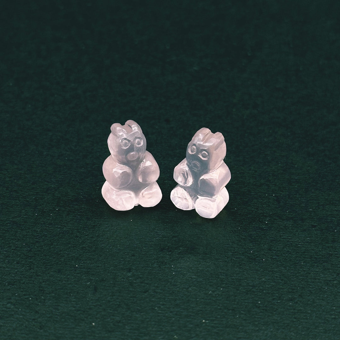 Natural Rose Quartz Teddy Bear Shape Gemstone Beads, 10X16 MM Minimalist Carving Teddy Bear Beads For Jewelry, Loose Rose Quartz Charm Beads