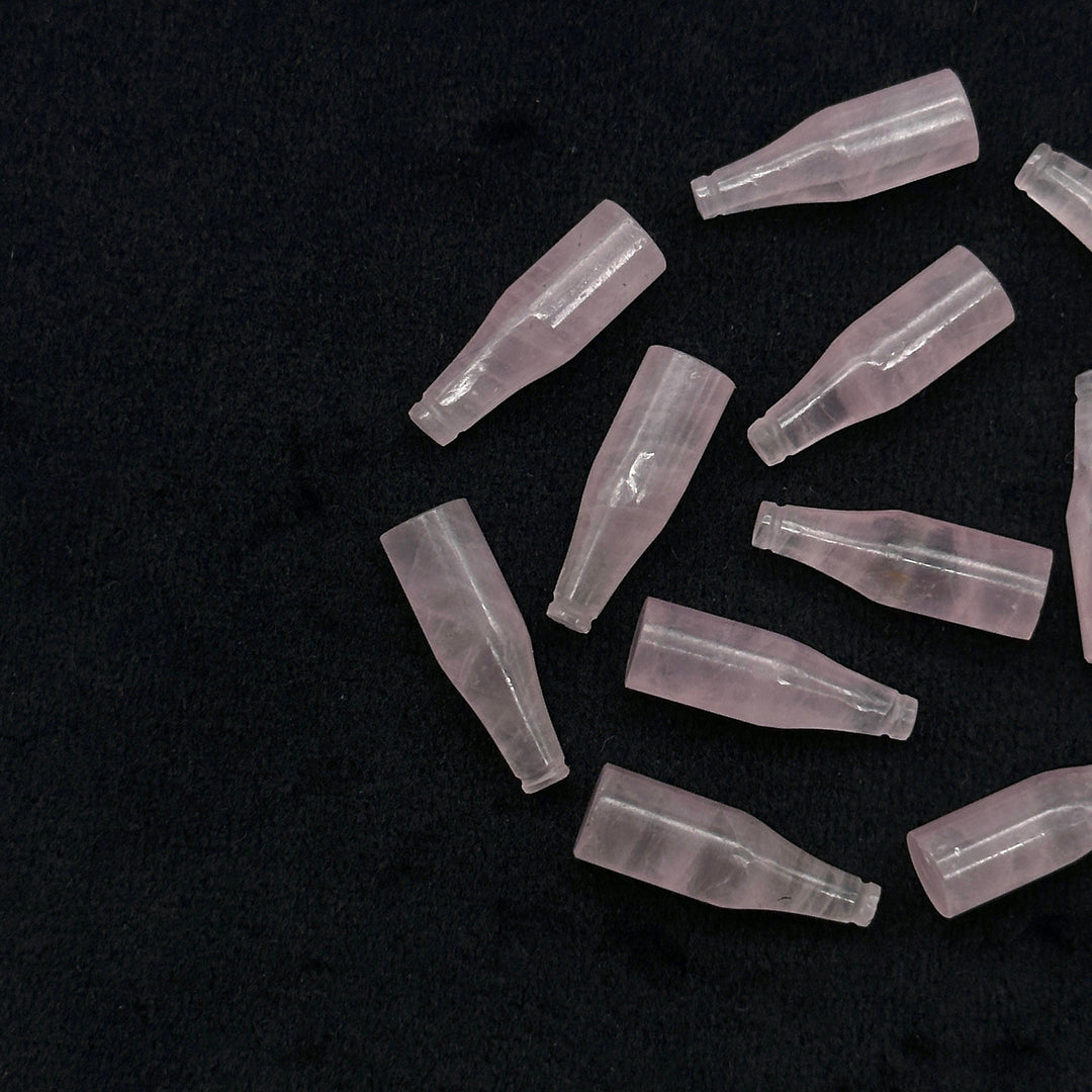 Tiny Natural Rose Quartz Bottle Carving, Bottle Shape Carved Gemstone, Jewelry Making Charms, 7X21 MM Chakra Healing Gemstone Beads