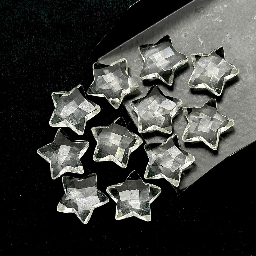 AAA Crystal Quartz Star Shape Briolettes, Natural Clear Quartz Star Gemstone for Jewelry Making, Faceted Clear Quartz Star Charms, 15 MM