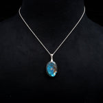 Load image into Gallery viewer, Flashy Labradorite Evil Eye Necklace, Natural Labradorite Hand Carved Evil Eye Pendant, 925 Sterling Silver Jewelry, Good Luck Charms