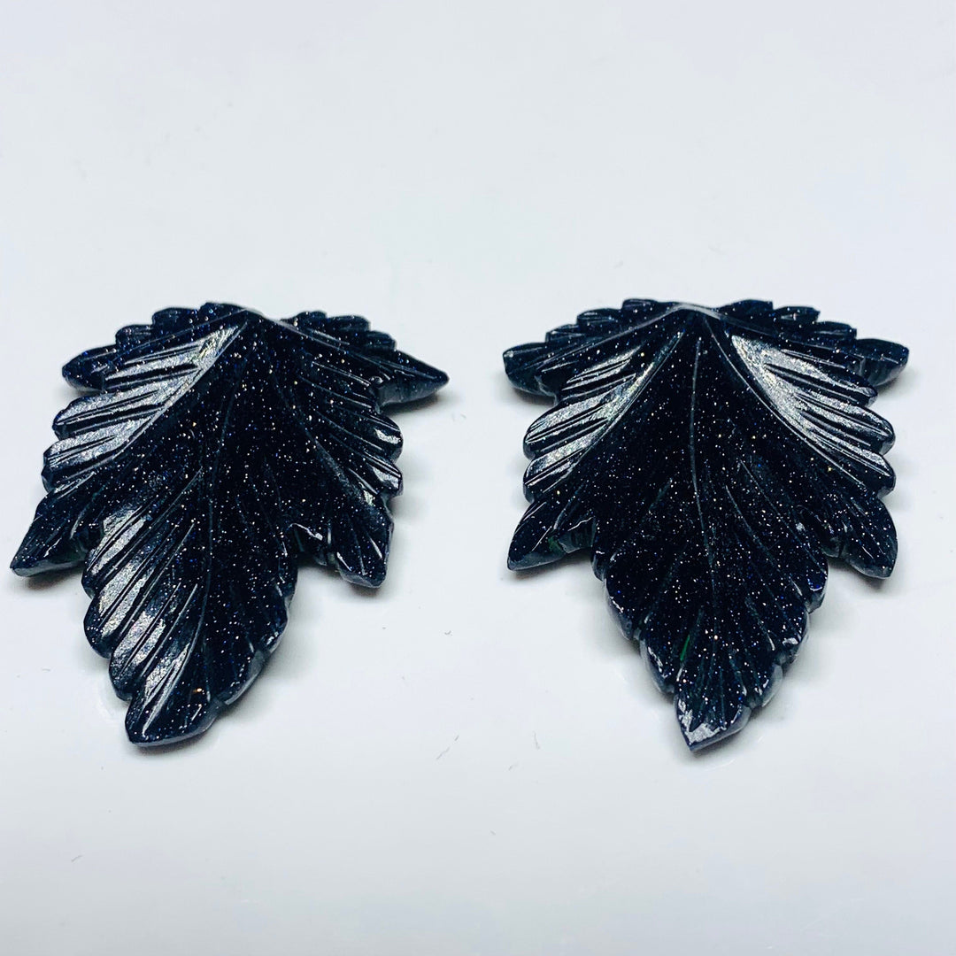 1 piece Black Sunstone  Carved Leaf Shape Gemstone,Black Sunstone  Carved, Loose Gemstone,  Natural Gemstone For Jewllery  41X33 mm