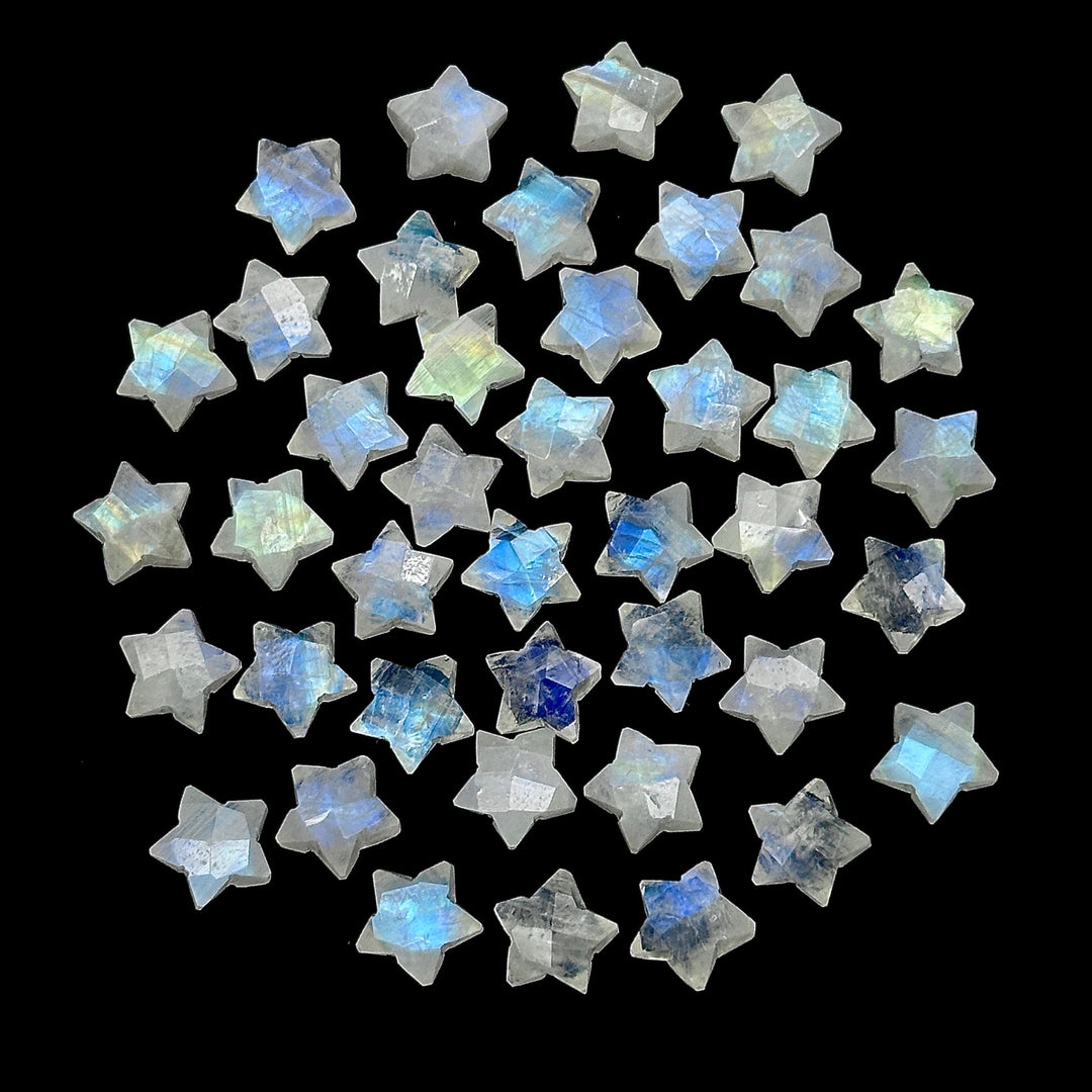 Flashy Rainbow Moonstone Star Shape Briolette's, Carved Faceted Star Shape Beads, 8 MM Star Shape Charms, Flashy Gemstone Crystals