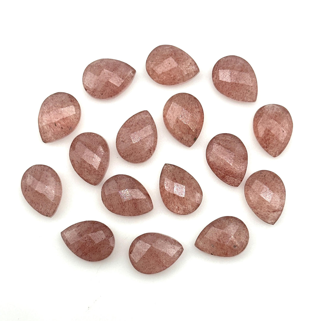 AAA+ Pink Strawberry Faceted Pear Shape Beads, 9X12 MM Pink Strawberry Briolette's Beads, Matched Pairs, Jewelry Making Pear Shape Beads