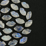Load image into Gallery viewer, Shinning Rainbow Moonstone Carved Lips Shape Beads, Blue Flashy Lips Shape Gemstone Beads, Lips Briolette's 14X8 mm, Lips Shape Charm Beads