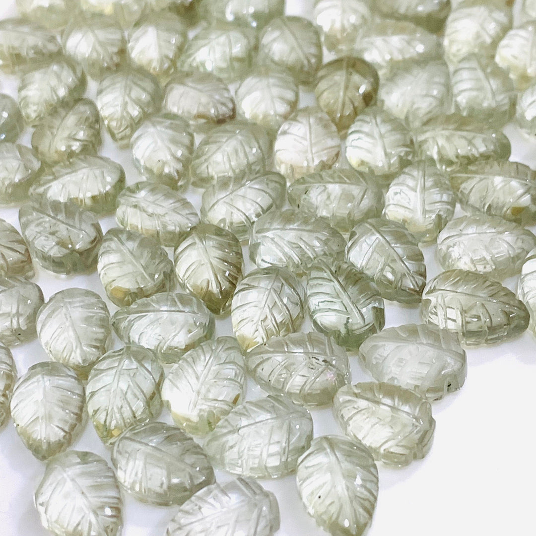 2,3,4,5 pcs 100% Natural Green Amethyst Leaf Shape Briolettes Carving Gemstone, Leaf Shape Carved Gemstone, Gemstone For Jewellery 10X7 mm