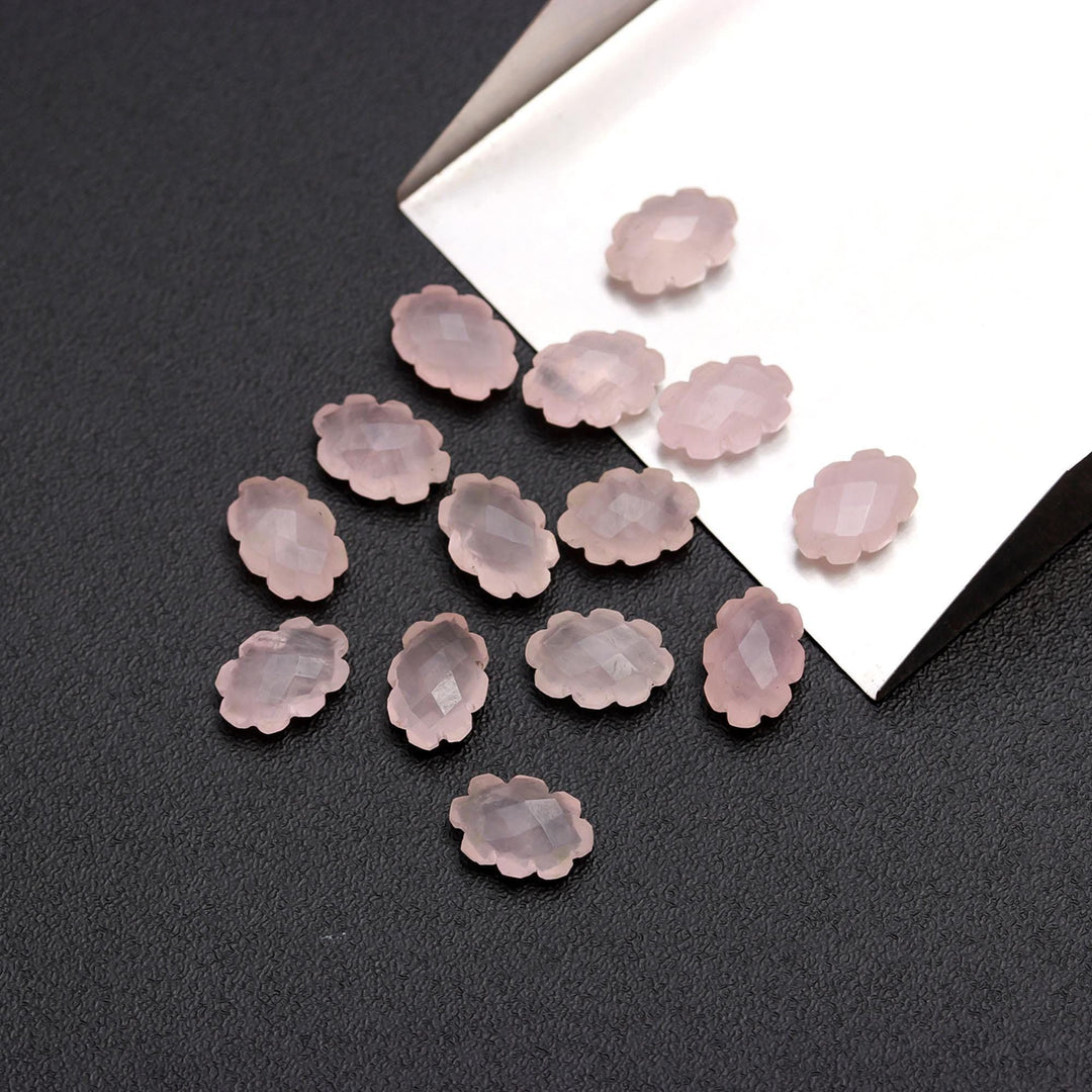 Natural Rose Quartz Clouds Shape Beads, Faceted Rose Quarz Cloud Shape Beads, Carved Cloud Shape Charms, 12 MM, Loose Carved Briolettes