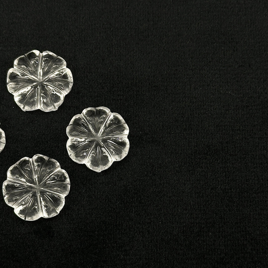 Natural Crystal Quartz Flower Shape Carved Gemstone, Flower Shape Carving, Carved Gemstone For Jewlery 17 mm, Craft Making Flower Charm
