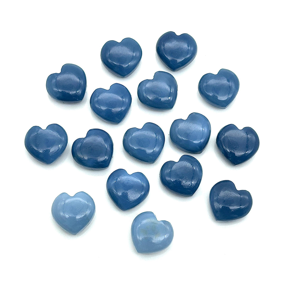 Blue Opal Heart Briolette Beads: Hand Carved Smooth Gemstone, 12mm