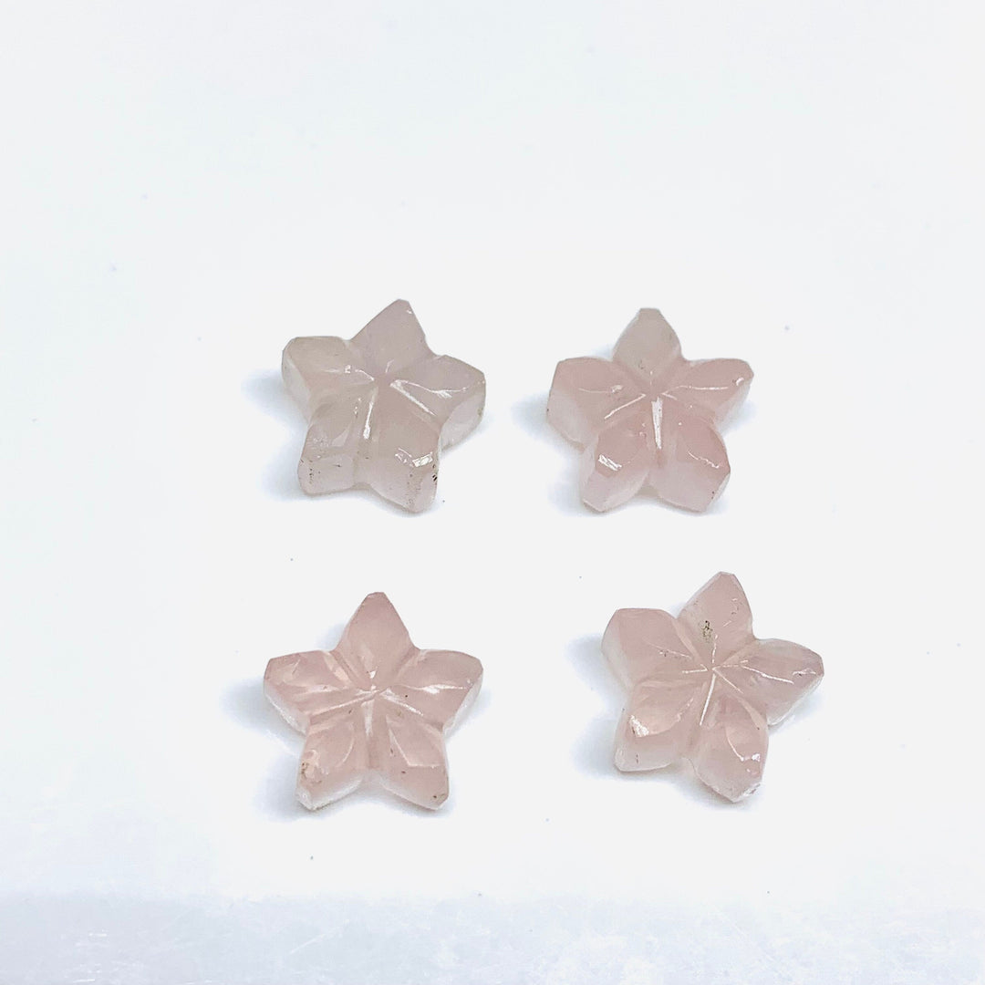 2,3,4,5 Pcs Natural Rose Quartz Hand Carved Flower Shape, Carved Flower Shape Gemstone For Jewellery, Flower Shape Gemstone, 10 mm