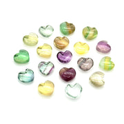 Rainbow Fluorite Heart Shape Beads, Natural Fluorite Smooth Heart Shape Beads, Hand Carved Gemstone, Jewelry Making Loose Charms, 10 MM