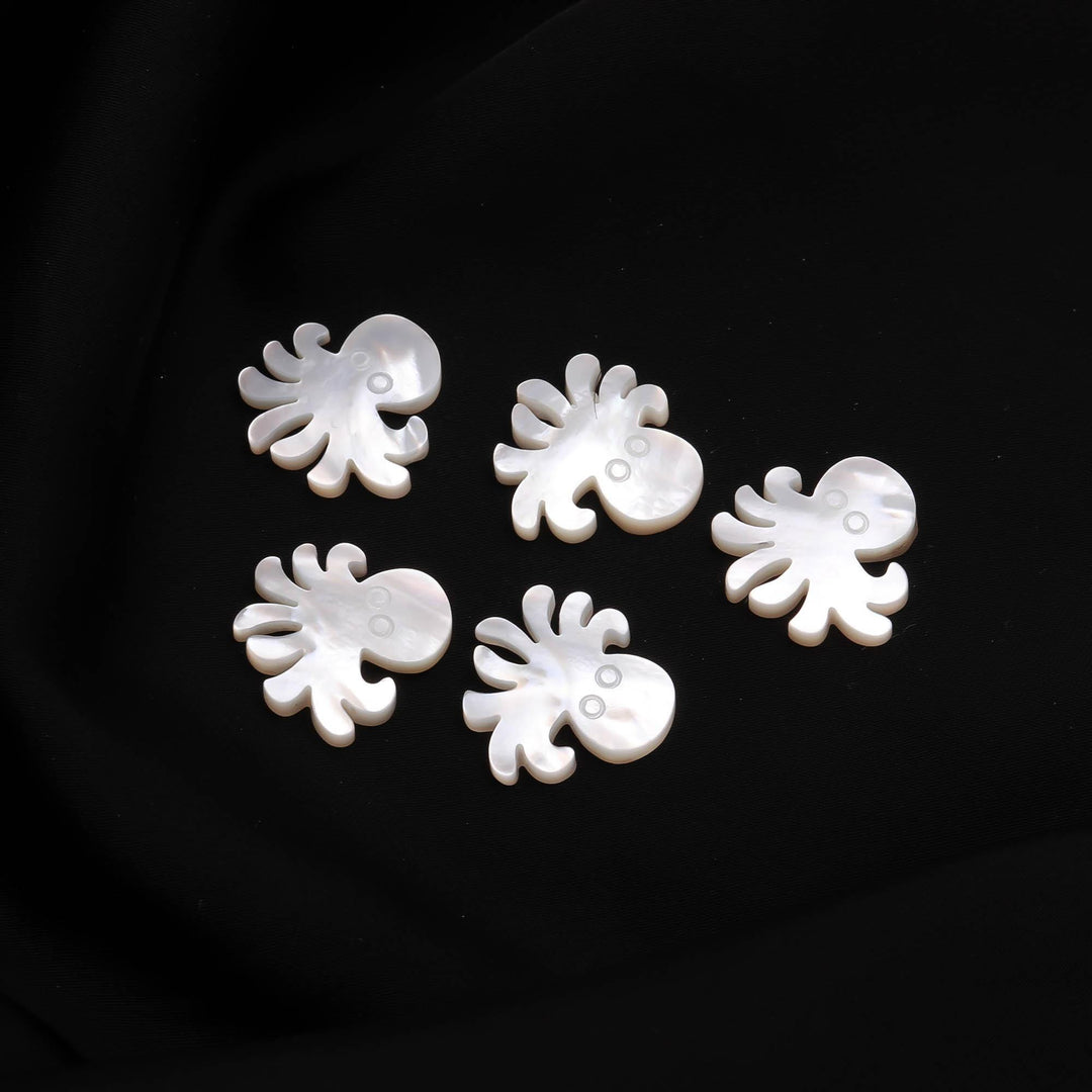 Hand Carved Mother of Pearl Octopus Charm, AAA Gemstone (20 MM, 1 Pc)