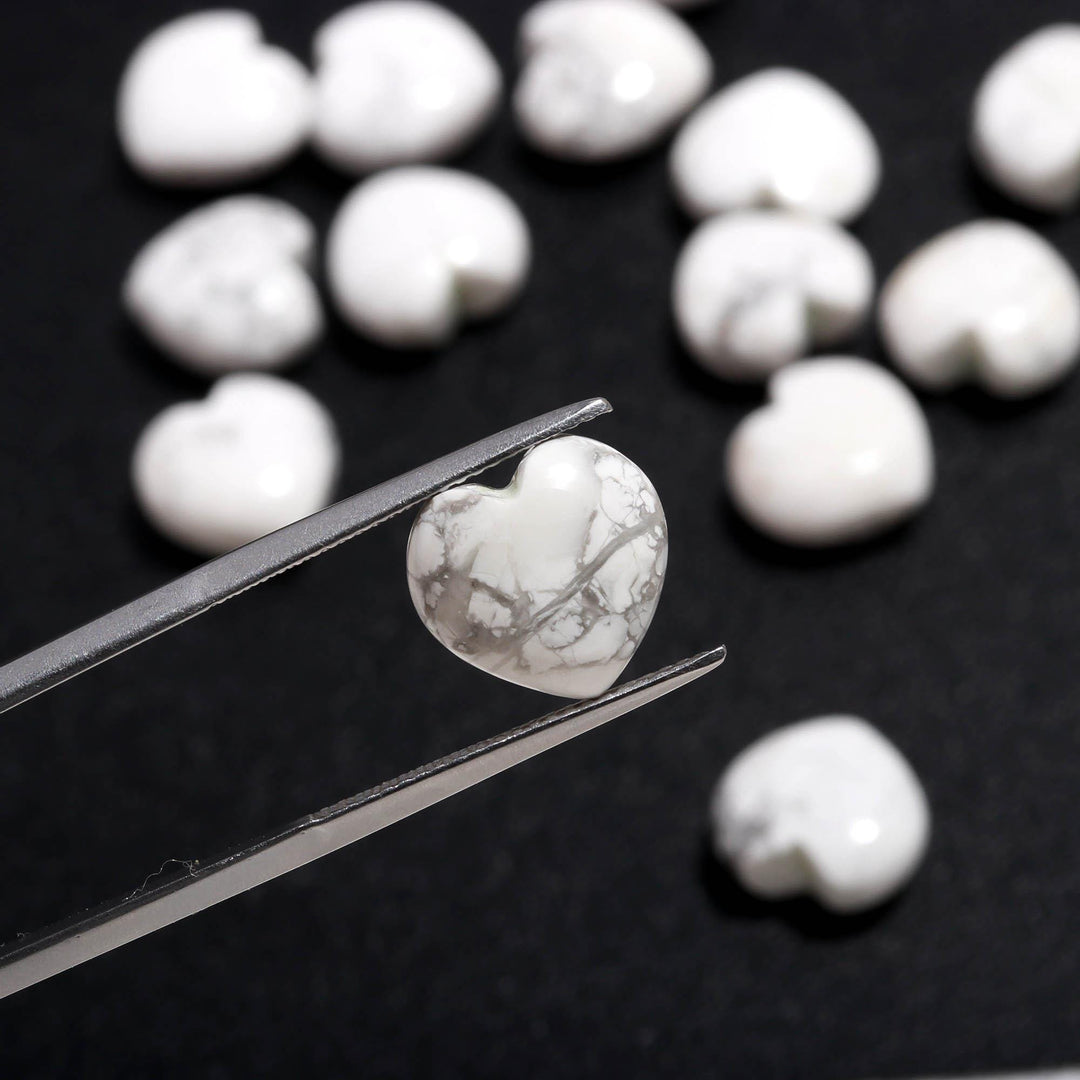 AAA Howlite Smooth Heart Shape Beads, White Howlite Jewelry Making Loose Heart Beads, Wholesale Beads, 12 MM