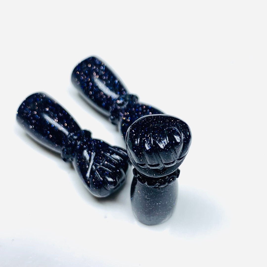 1,2,3,4,5 Pcs Black Sunstone Hand Carved Hand Shape, Carved Hand Shape Gemstone For Jewellery, Hand Shape Gemstone, 31X10 mm