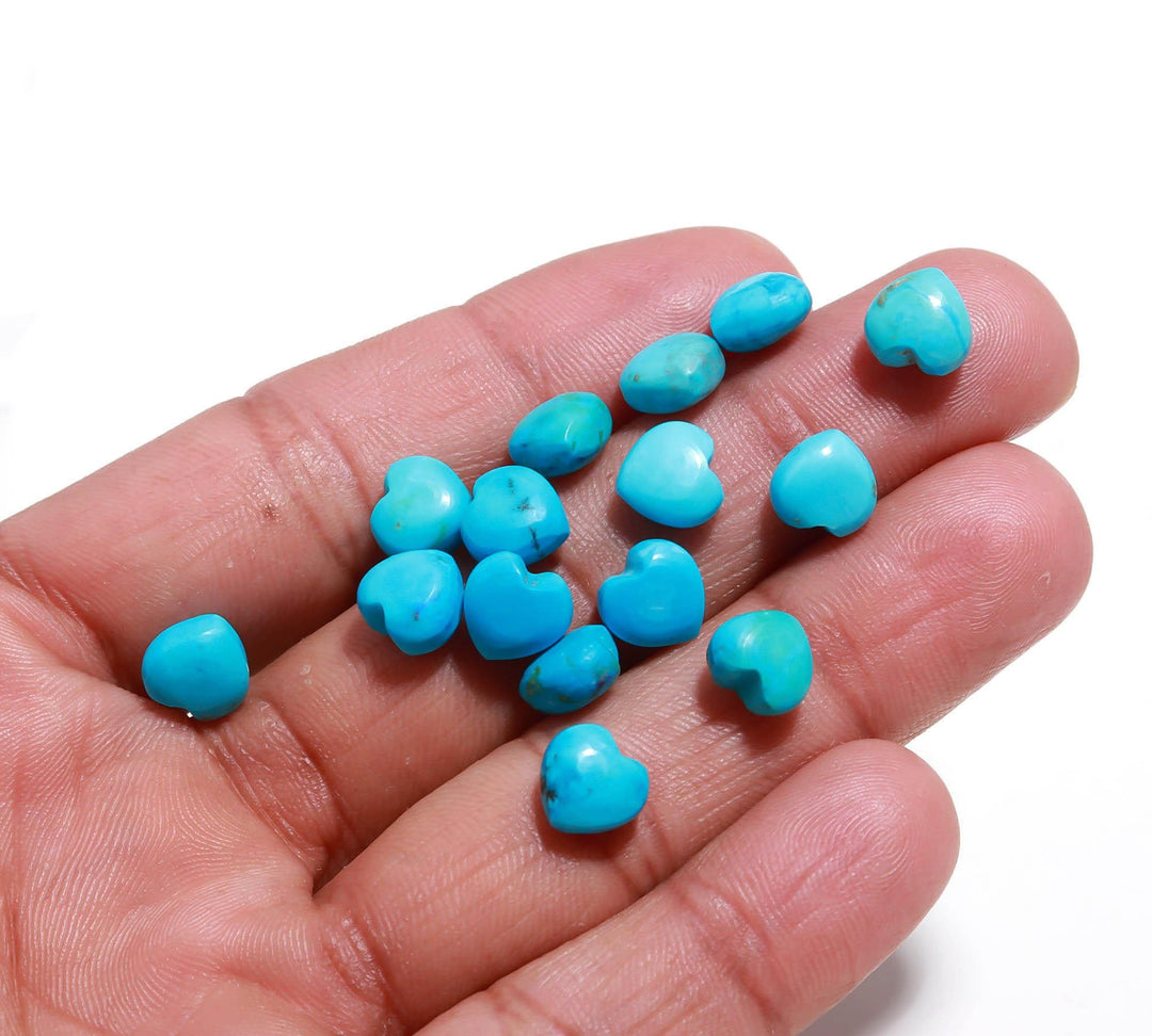 Smooth Turquoise Heart Shape Beads, Blue Turquoise Heart Shape Charms, Mini Plain Heart Briolette's for Jewelry Making, 8 MM Blue Charms