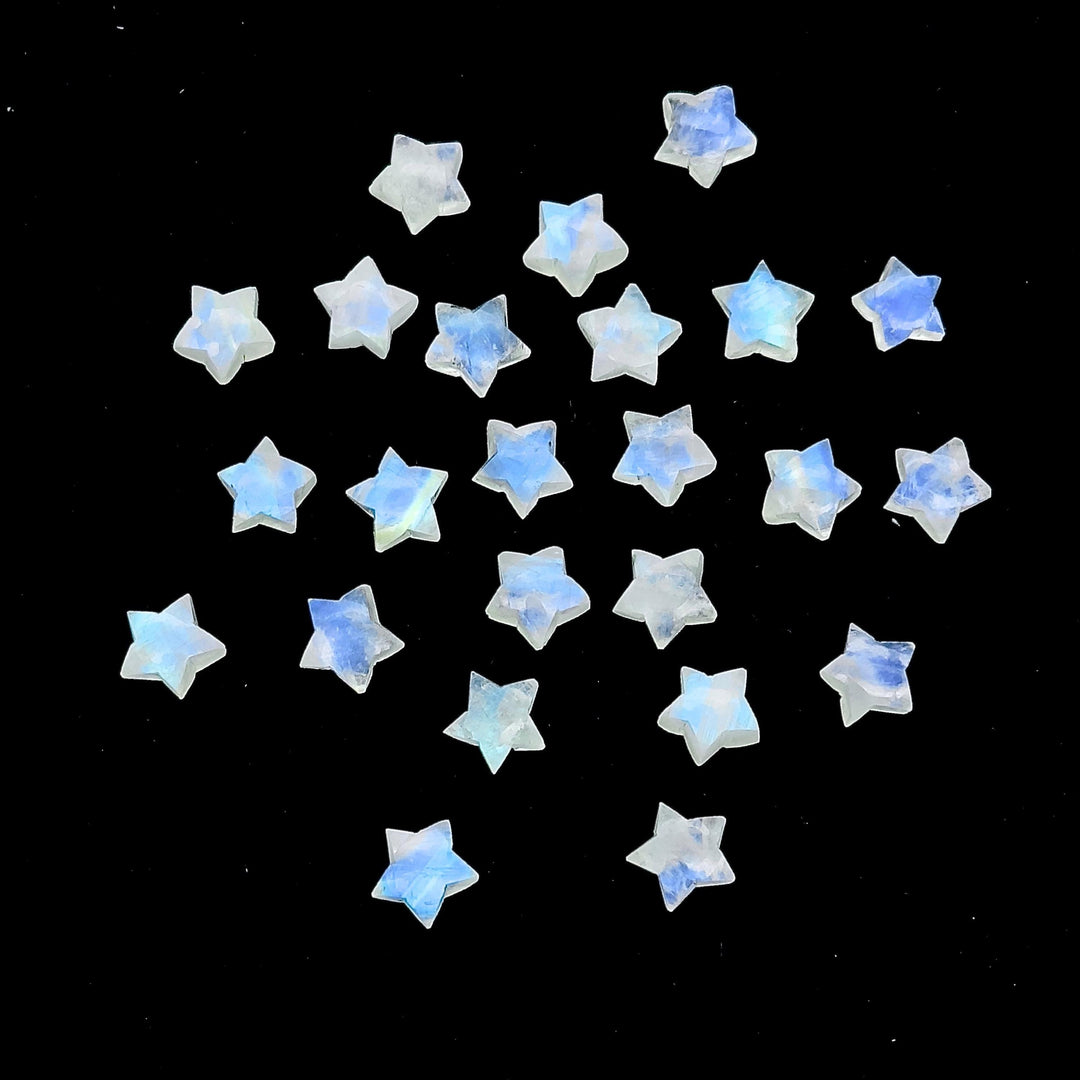 Superb Natural Rainbow Moonstone Star Shape Briolette's, Carved Smooth Star Shape Gemstone, 8 MM Star Shape Charms, Flashy Gemstone Crystals