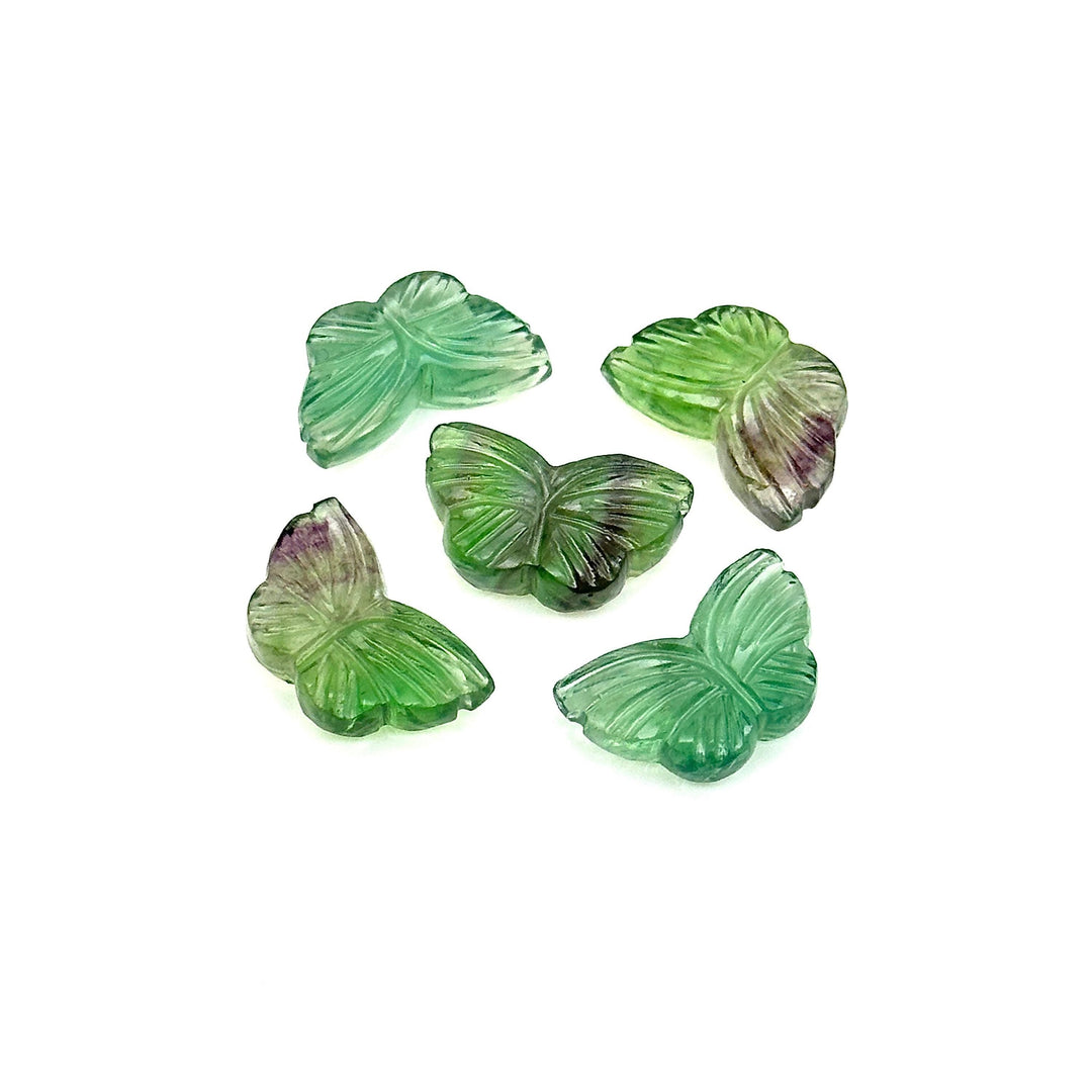 Green Fluorite Butterfly Carving: Gemstone Jewelry Charm (18MM