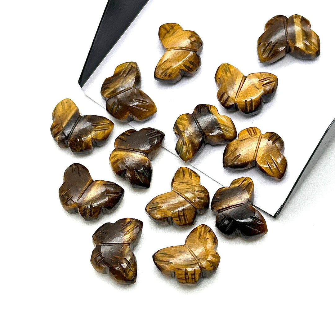 Natural Tiger Eye Shape Beads, AAA Tiger Eye Hand Carved Butterfly Briolettes, Gemstone Carvings, 13 MM Mini Butterfly Charm