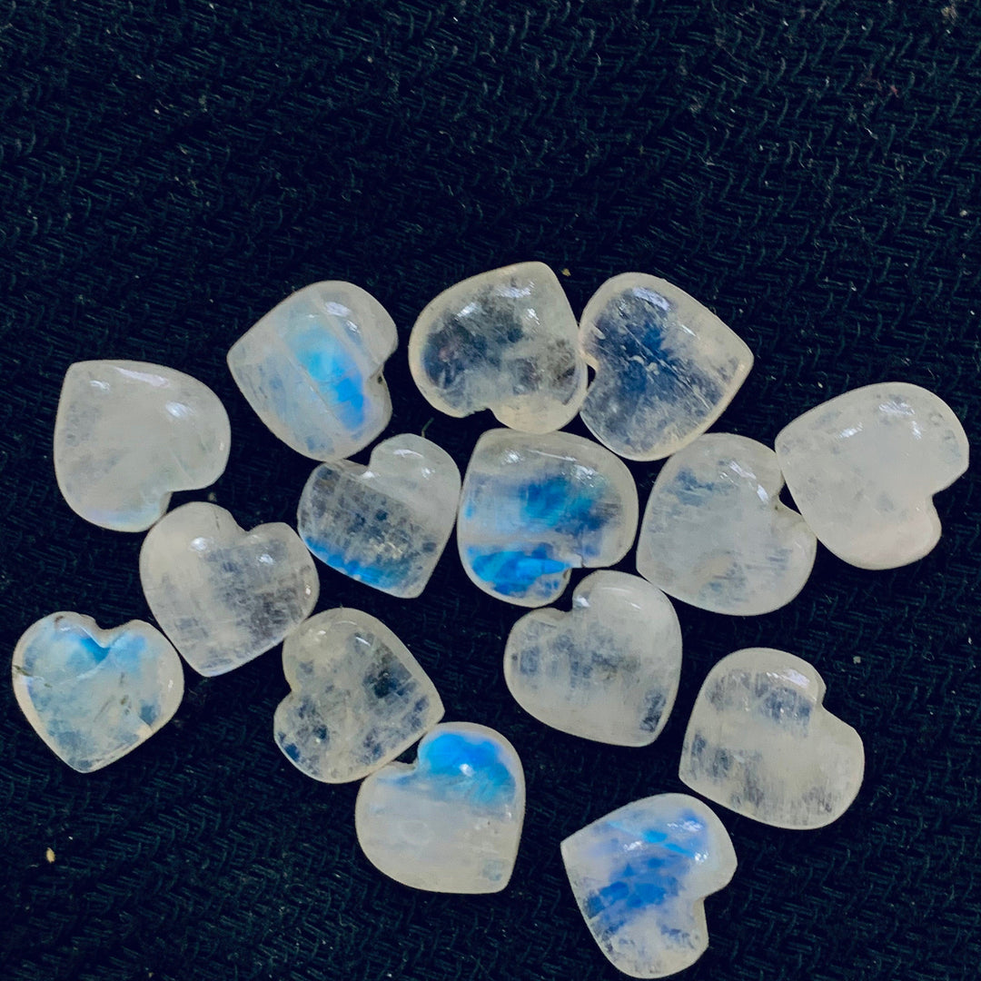 5,6,7,8,9,10 pcs Natural Rainbow Moonstone smooth Heart Shape Gemstone, Loose Gemstone, Carved Gemstone, Gemstone For Jewellery10mm