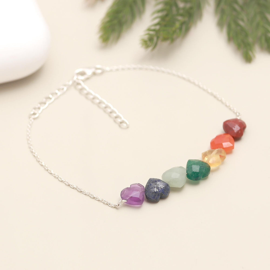 7 Chakra Healing Bracelet, Natural Powerful Gemstone Handmade Bracelet, Heart Gemstone Jewelry, 8 MM Beads, Protection, Grounding, Balance