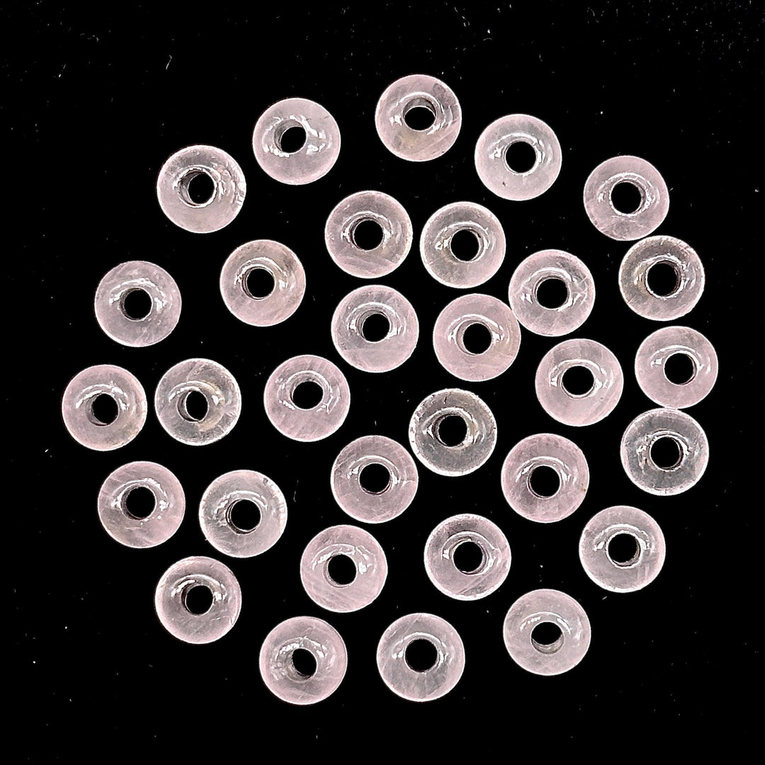 Natural Rose Quartz Donut Shape Carving, AAA Pink Quartz Donut Shape Beads, Loose Donut Shape Charm Beads, Energy Healing Stones, 6 MM