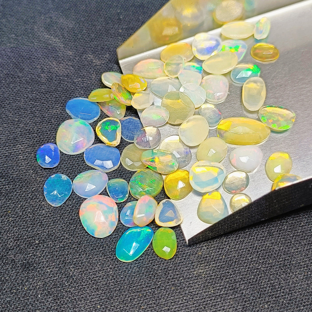 2,3,4,5,6 small pcs Ethopian opal  rose cuts  Fancy Shape Rosecut, faceted cabochon, flat gemstone, jewelry making rosecut 4-9 mm