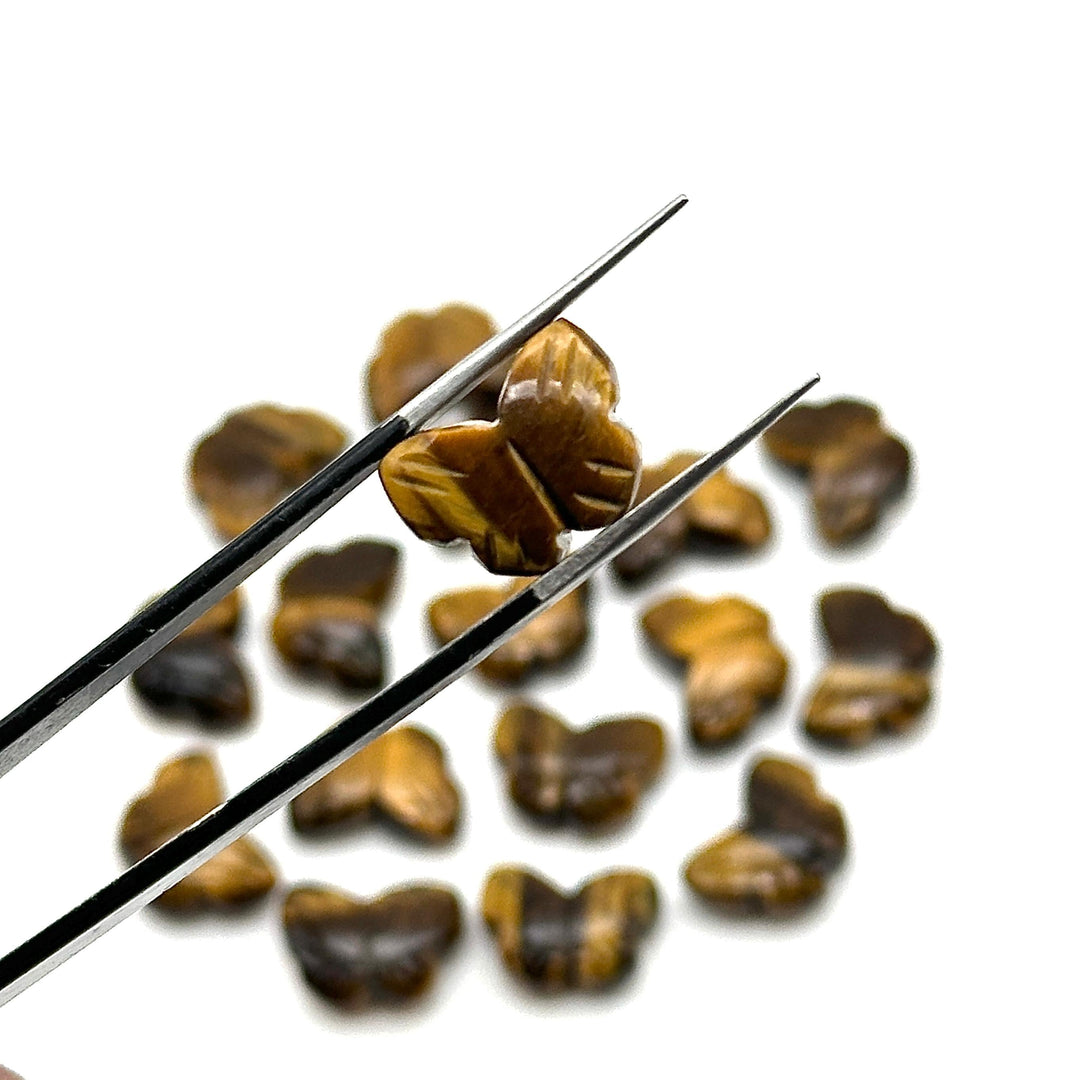 Natural Tiger Eye Shape Beads, AAA Tiger Eye Hand Carved Butterfly Briolettes, Gemstone Carvings, 13 MM Mini Butterfly Charm