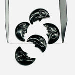 Load image into Gallery viewer, AAA Natural Black Onyx Moon Face, Black Onyx Half Moon Carvings, 18X13 MM, Jewelry Making Carving Gemstone, Carved Face Crystal, Face Charm