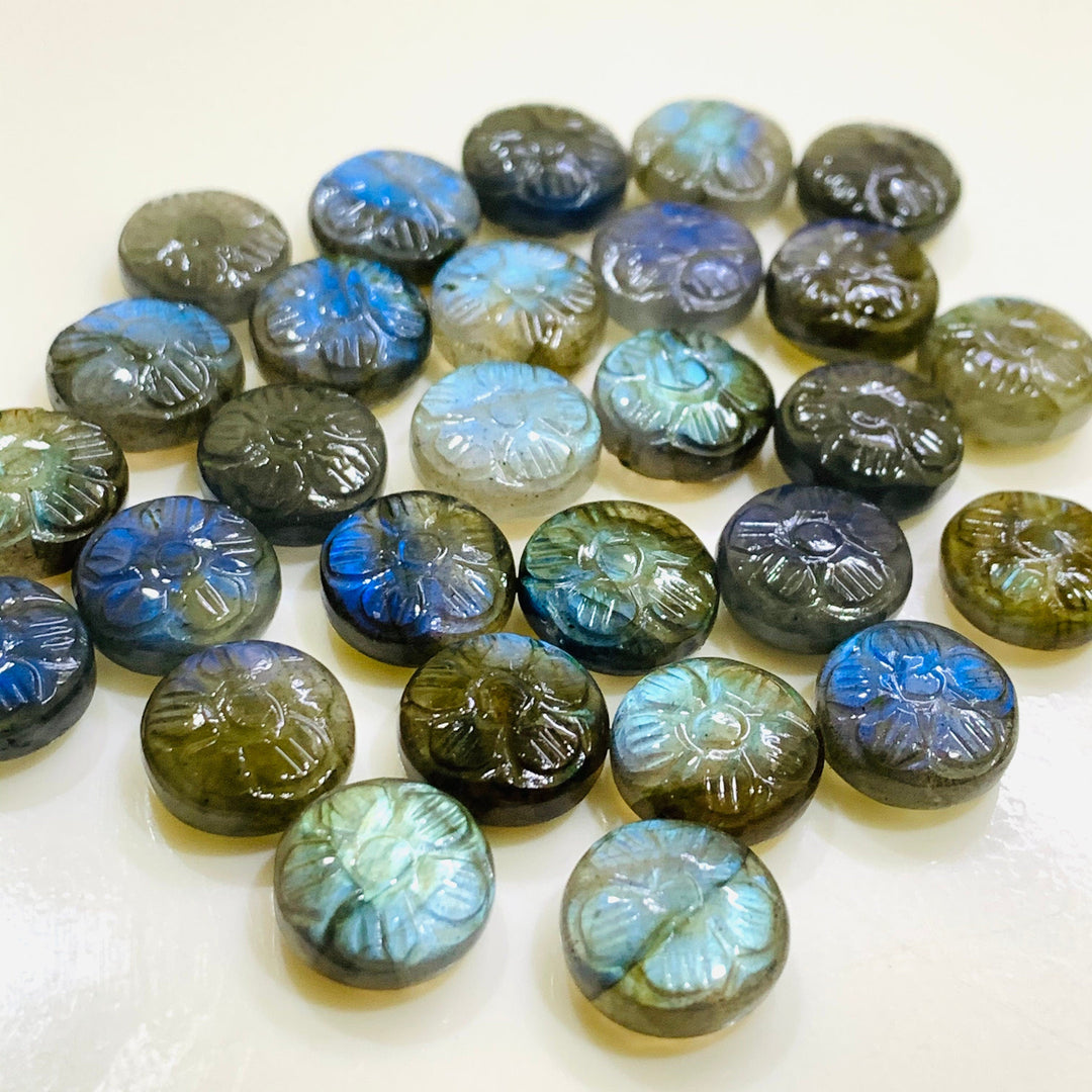 100% Natural Labradorite Fancy Shape Carved Gemstone, Loose Gemstone, Fancy Shape Gemstone For Jewellery, Carved Gemstone 11 mm