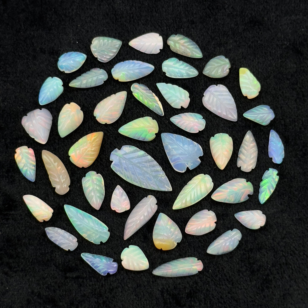 AAA+ Natural Ethiopian Opal Leaf Shape Beads, Carved Fire Opal Leaves, Loose Welo Opal Gemstone Beads For Jewelry, 4X9 - 7X12 MM Approx.