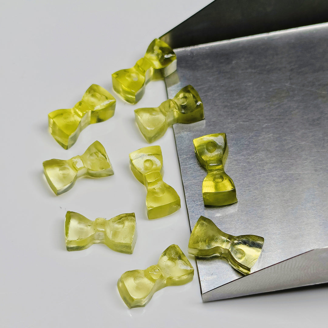 2,3,4,5 Pcs Natural Lemon Quartz Hand Carved Bow Shape, Bow Shape Gemstone For Jewellery, Bow Shape Gemstone, 12X6 mm