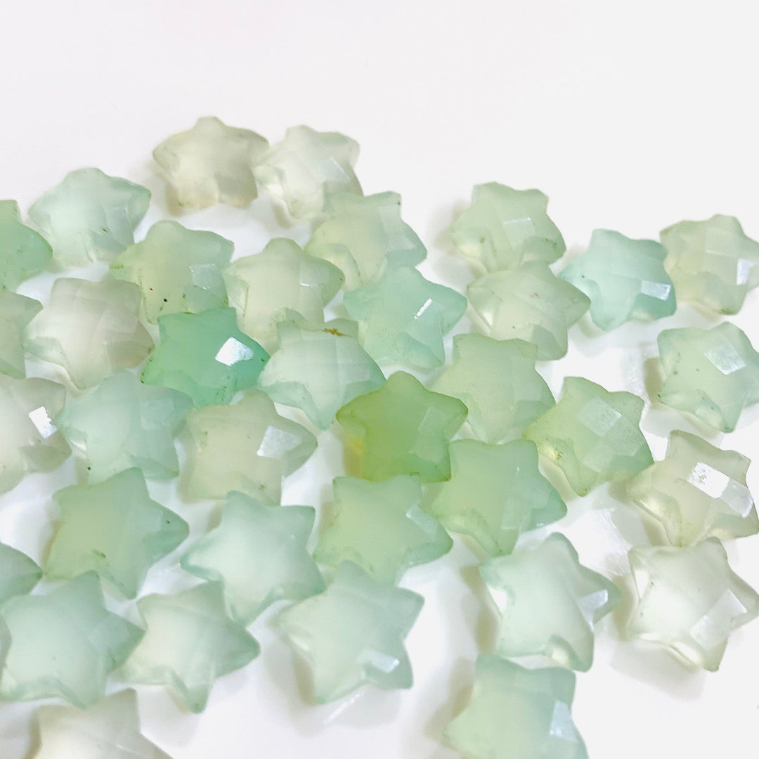 Amazing Aqua Chalcedony Star Shape Briolettes, Faceted Hand Carved Star Shape Gemstone Beads For Jewlery, Blue Chalcedony Star Charms, 10 MM