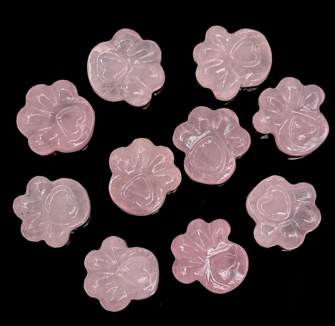 Natural Rose Quartz Hand Carved Dog Paw, AAA+ Quality Gemstone Flat Back Paw Carving, 13 MM Paw Charm, Dog/Cat Cute Paws for Jewelry